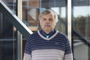 A man in a striped sweater